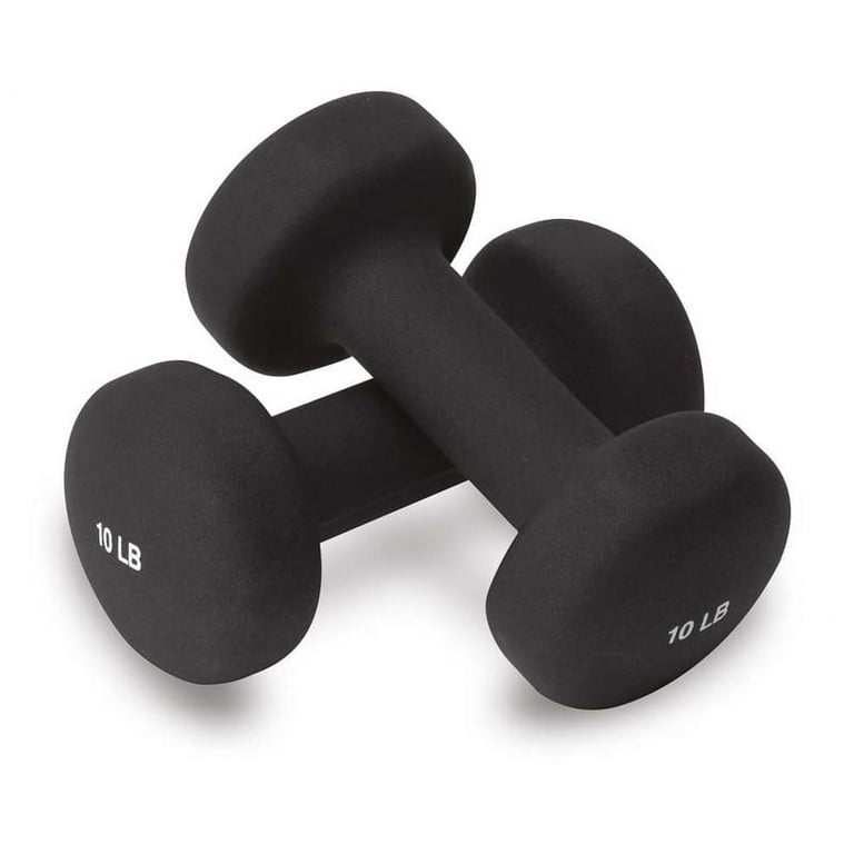Valeo 10 Pound Pair Non Slip Neoprene Black Hand Weights For