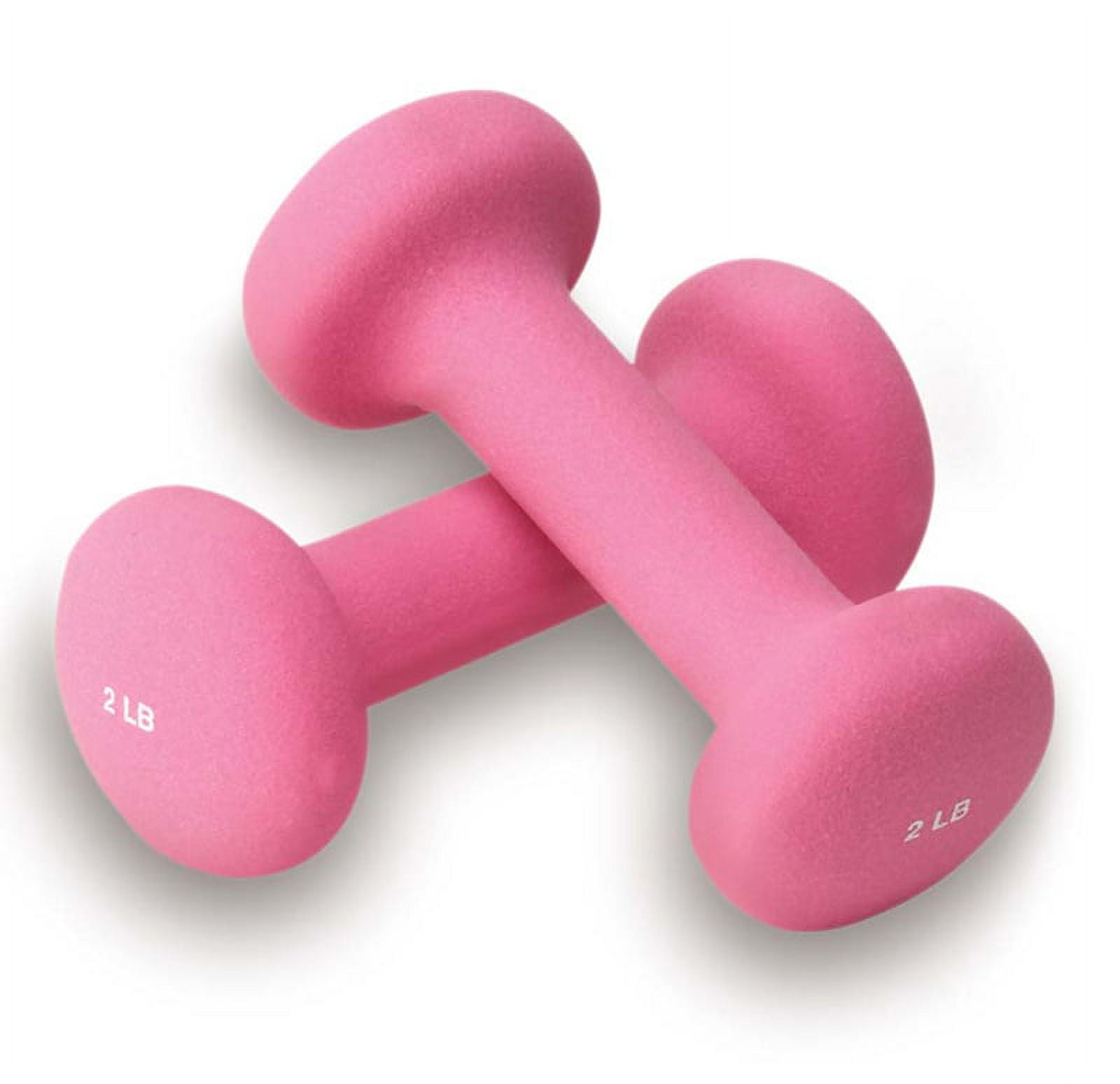 Valeo 2-Pound Pair Non-Slip Neoprene Pink Hand Weights For Fitness  Training, Dumbbell Set Includes Exercise Chart
