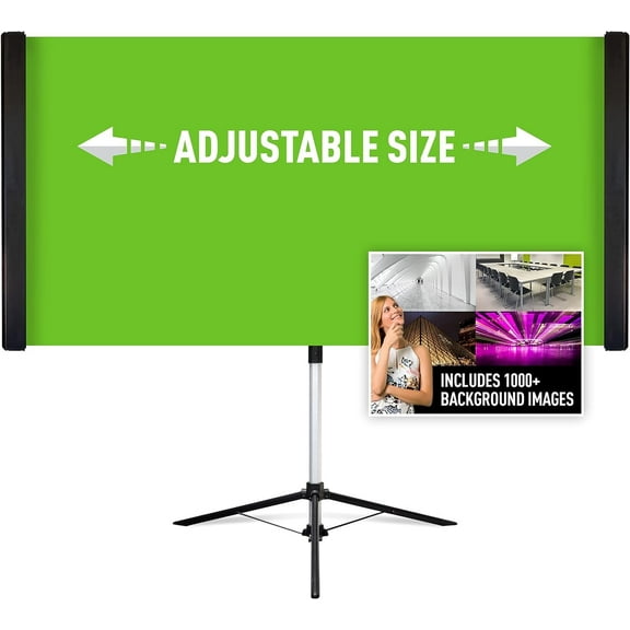Valera Performer 85 inch Portable Green Screen & Stand, Expandable Wide Screen for Streaming & Zoom, 1000 Free Backgrounds Included, Wrinkle Resistant Green Fabric Backdrop, Tripod, & Carrying Case
