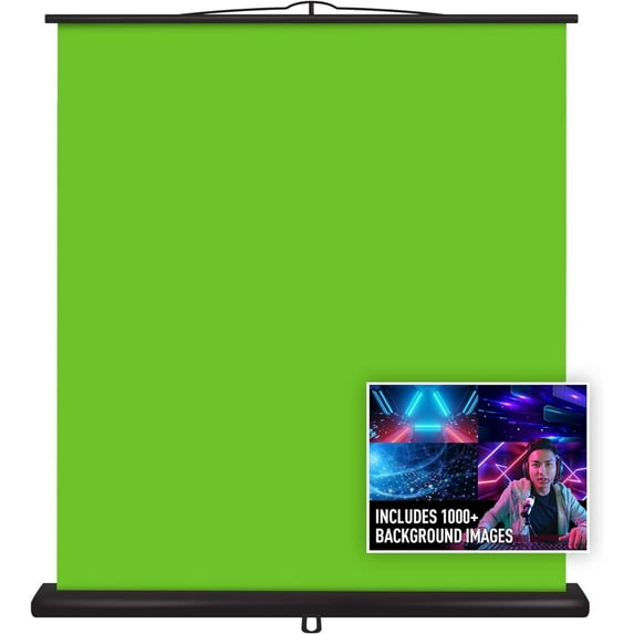 Valera Screens Creator 95 Green Screen Collapsible Chroma Key Panel,+1000 Free Backgrounds Included, Portable Retractable Wrinkle Resistant Fabric Backdrop, Adjustable Height, 10 Second Setup