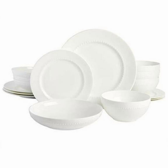 Valeria Elite Embossed Bone Double Bowl Dinnerware Set