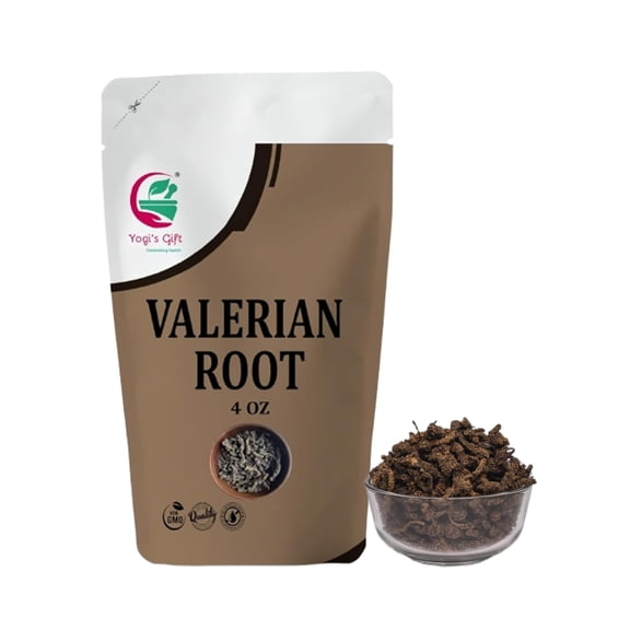 Valerian Root Whole 4oz, 100% Natural & Pure, for Tea & Herbal Blends, Naturally Strong Aroma, Resealable Bag for Freshness - By Yogis Gift