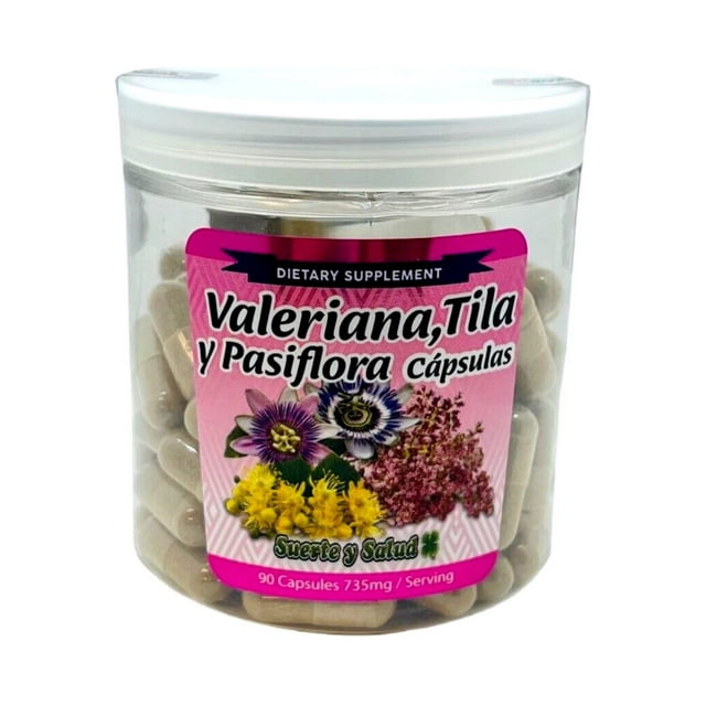 Valeriana, Tila Y Pasiflora 90 Capsulas 735mg 100% Natural