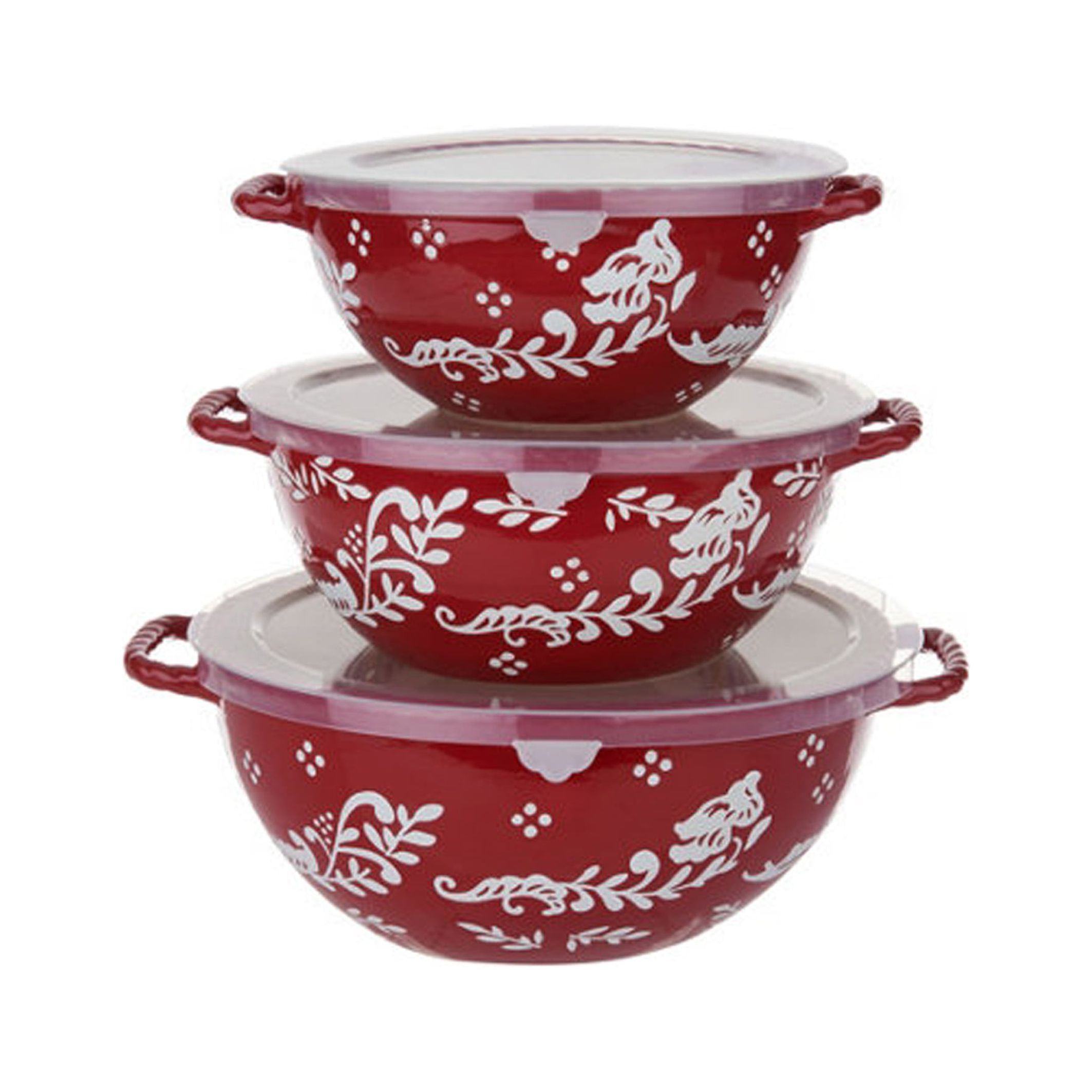 Valerie Bertinelli 3Piece Hand Painted Bowl Set with Lids