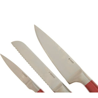 Emeril Lagasse Steak Knife Set of 8, 4.5” Stainless Steel Serrated Blades,  Premium Kitchen Steak Knife Set with Black Handles