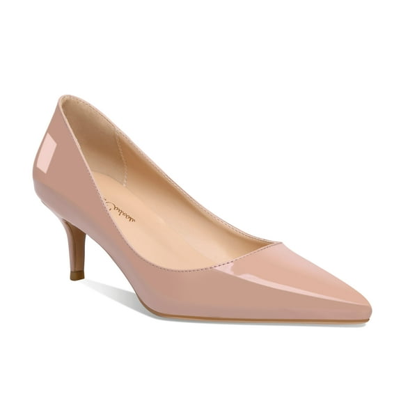 Valerie - Women's Elegant, Stylish and Comfortable Pointed Toe Kitten Heel Pumps with 2.5" Stiletto Heels in vegan leather. Handmade to perfection. Size 10