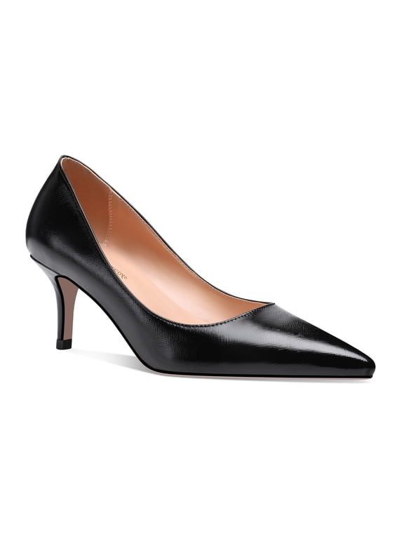 Valerie - Women's Elegant, Stylish and Comfortable Pointed Toe Kitten Heel Pumps with 2.5" Stiletto Heels in vegan leather. Handmade to perfection. Size 11