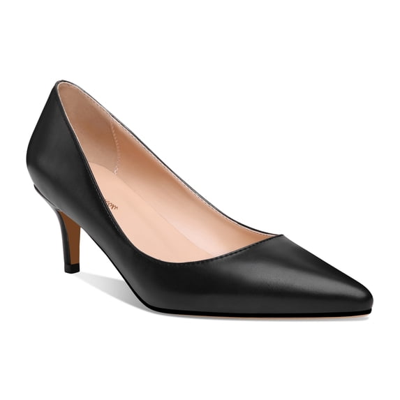 Valerie - Women's Elegant, Stylish and Comfortable Pointed Toe Kitten Heel Pumps with 2.5" Stiletto Heels in vegan leather. Handmade to perfection. Size 12