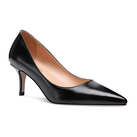 Valerie - Women's Elegant, Stylish and Comfortable Pointed Toe Kitten Heel Pumps with 2.5" Stiletto Heels in vegan leather. Handmade to perfection. Size 13