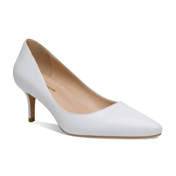 Valerie - Women's Elegant, Stylish and Comfortable Pointed Toe Kitten Heel Pumps with 2.5" Stiletto Heels in vegan leather. Handmade to perfection. Size 5