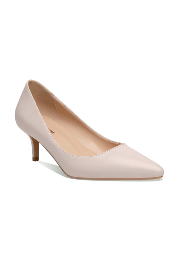 Valerie - Women's Elegant, Stylish and Comfortable Pointed Toe Kitten Heel Pumps with 2.5" Stiletto Heels in vegan leather. Handmade to perfection. Size 9