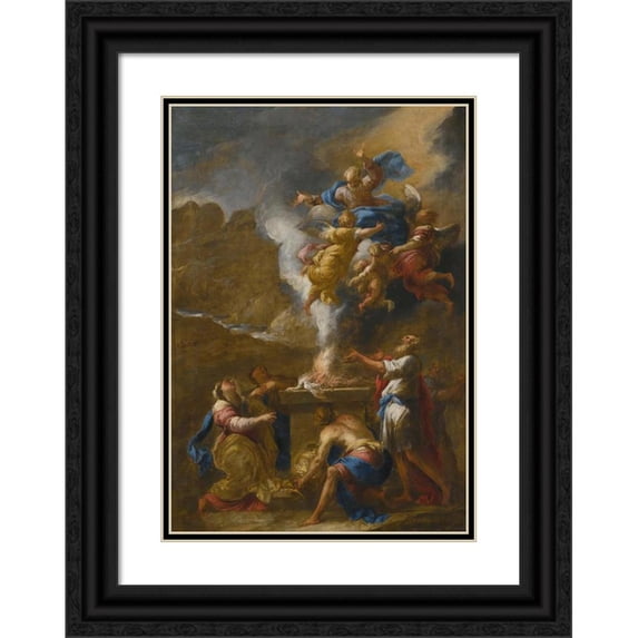 Valerio Castello 14x18 Black Ornate Wood Framed Double Matted Museum Art Print Titled - The Sacrifice of Noah
