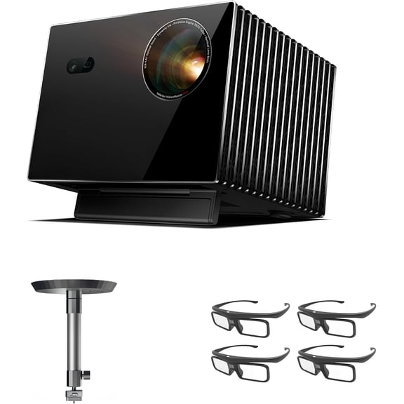 Valerion VisionMaster Max 4K Laser Projector with Ceiling Mount and DLP Link 3D Glasses(4 Pack