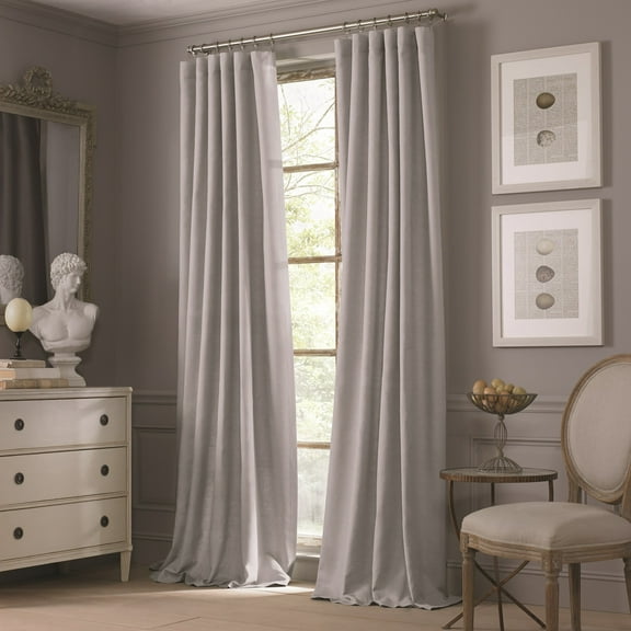 Valeron Estate Cotton Linen 95-Inch Window Curtain Panel in Grey