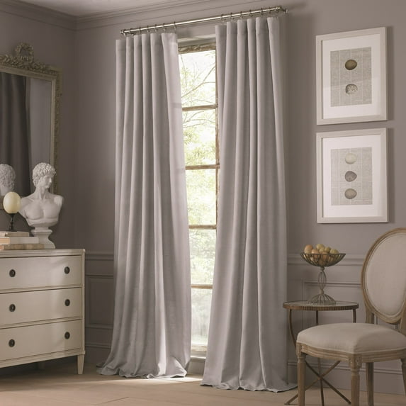 Valeron Estate Cotton Linen 95-Inch Window Curtain Panel in Grey