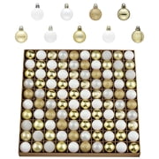 Valery Madelyn 100ct Mini Christmas Ornaments, White Gold Hanging Christmas Tree Ornaments for Holidy Decor