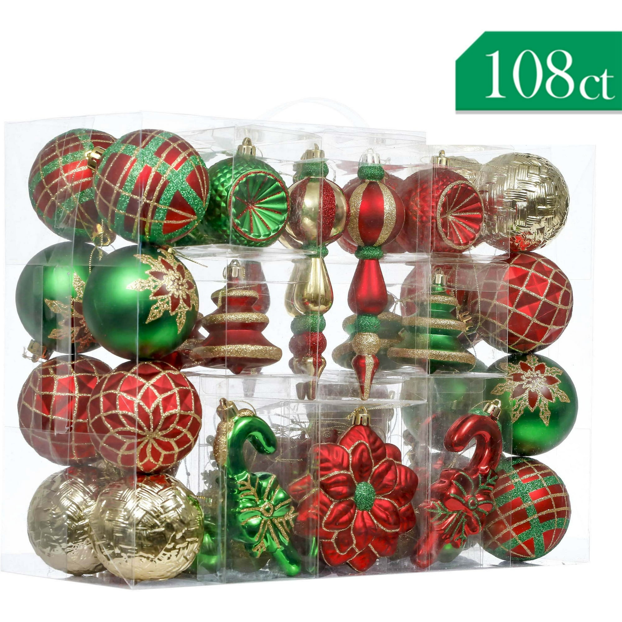 Image of Traditional Red Green Gold Ornaments