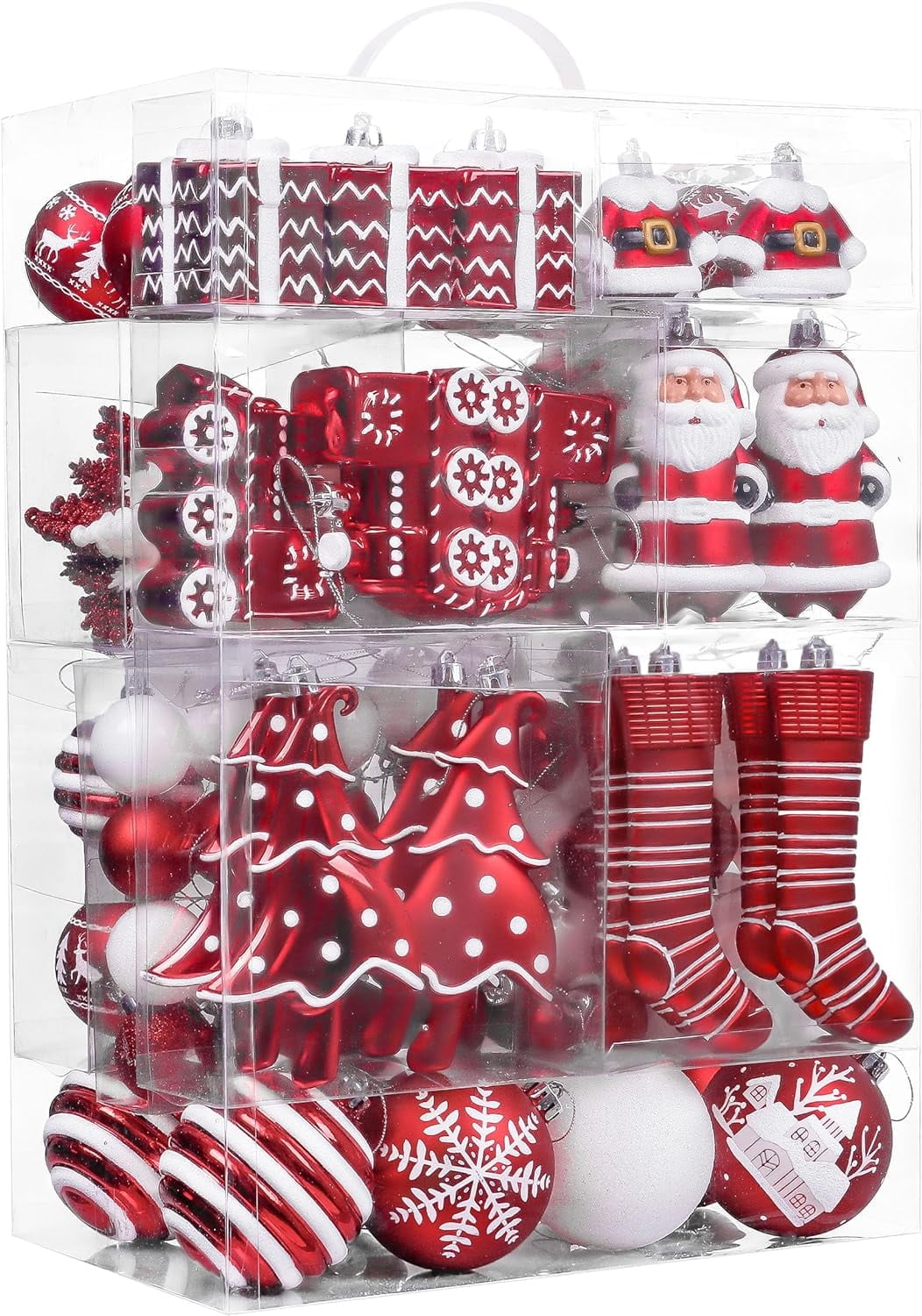 Valery Madelyn 155ct Christmas Tree Ornaments, Red and White