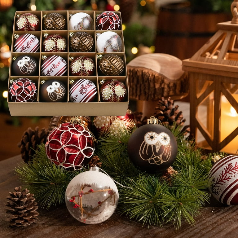 1 inch Mini Red & White Peppermint Glass Ball Christmas Ornaments Set of 25 Balls | Miniature Christmas Tree Ornaments | Rustic Christmas