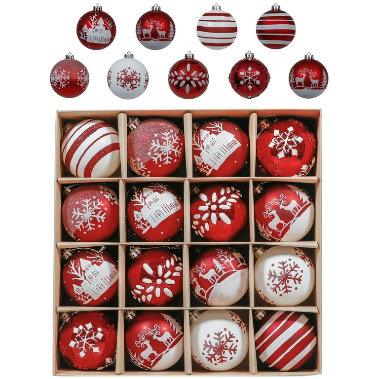 Traditional Red And White Christmas Ball Ornaments - Temu