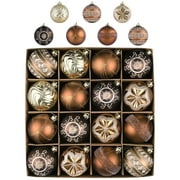 Valery Madelyn 16ct 3.15 inches Luxurious Copper Gold Christmas Ornaments, Shatterproof Assorted Christmas Ball Ornaments, Hanging Christmas Tree Ornaments Bulk for Xmas Party Decor