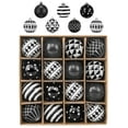 thumbnail image 1 of Valery Madelyn 16ct 3.15 inches Christmas Ornmaents Set, Black and White Shatterproof Hanging Ornaments Christmas Decoration for Xmas Party Tree Decoration, 1 of 12