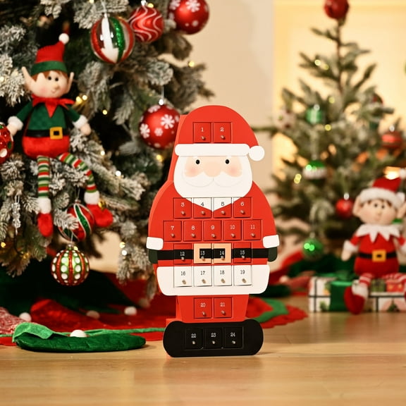 Valery Madelyn 19.75'' Christmas Advent Calendar 2024, Santa Claus Design Vintage Style Christmas Countdown Calendar with 24 Drawers, Excellent for Holiday Traditions Decor Gifts