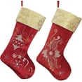 thumbnail image 1 of Valery Madelyn 21" Christmas Stockings, 2 Pcs Red Gold Christmas Hanging Stockings for Fireplace Stairs Christmas Tree Decor, 1 of 8