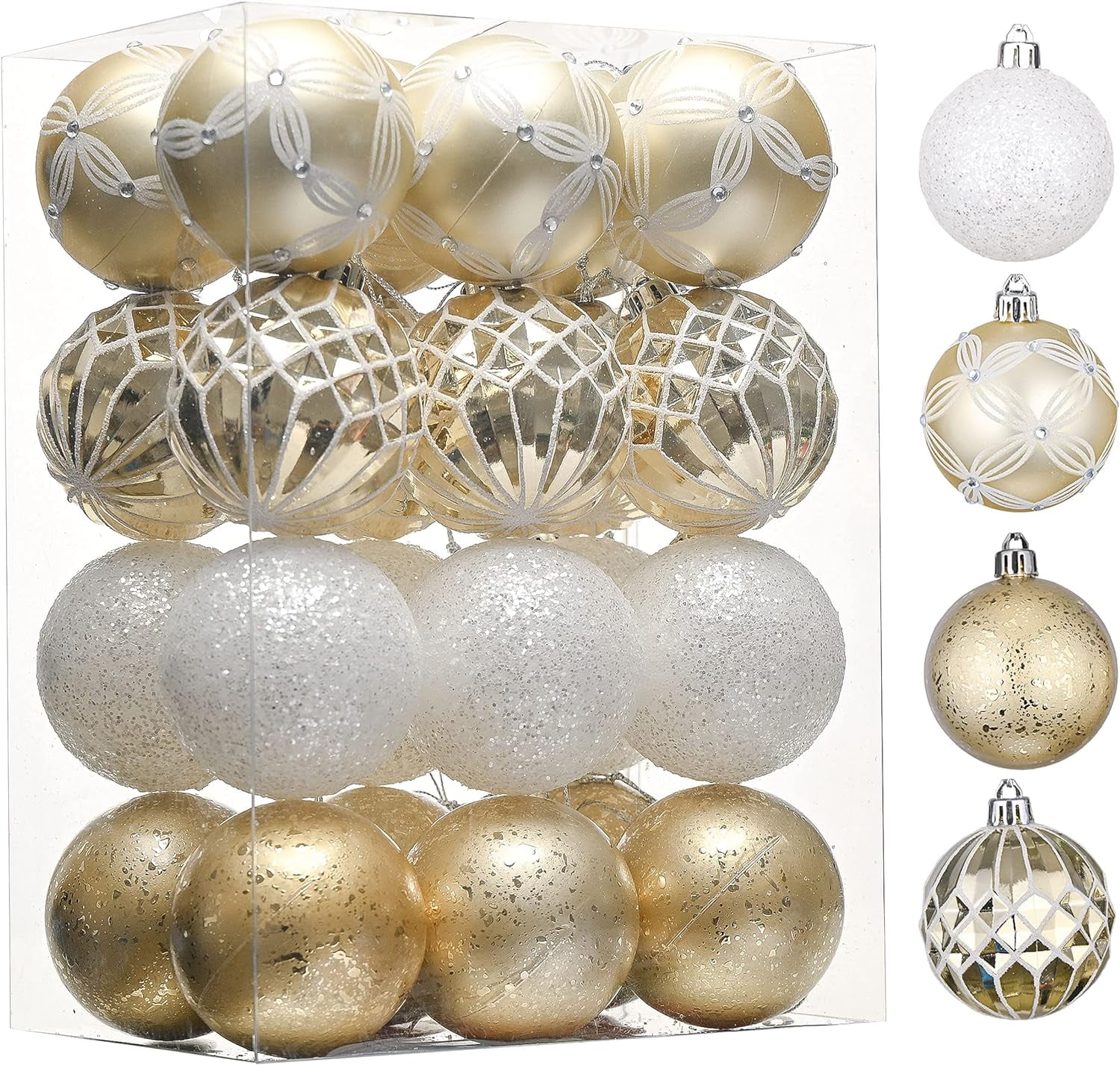 Valery Madelyn 24ct 2.36 inches Elegant Gold and White Christmas Ball ...