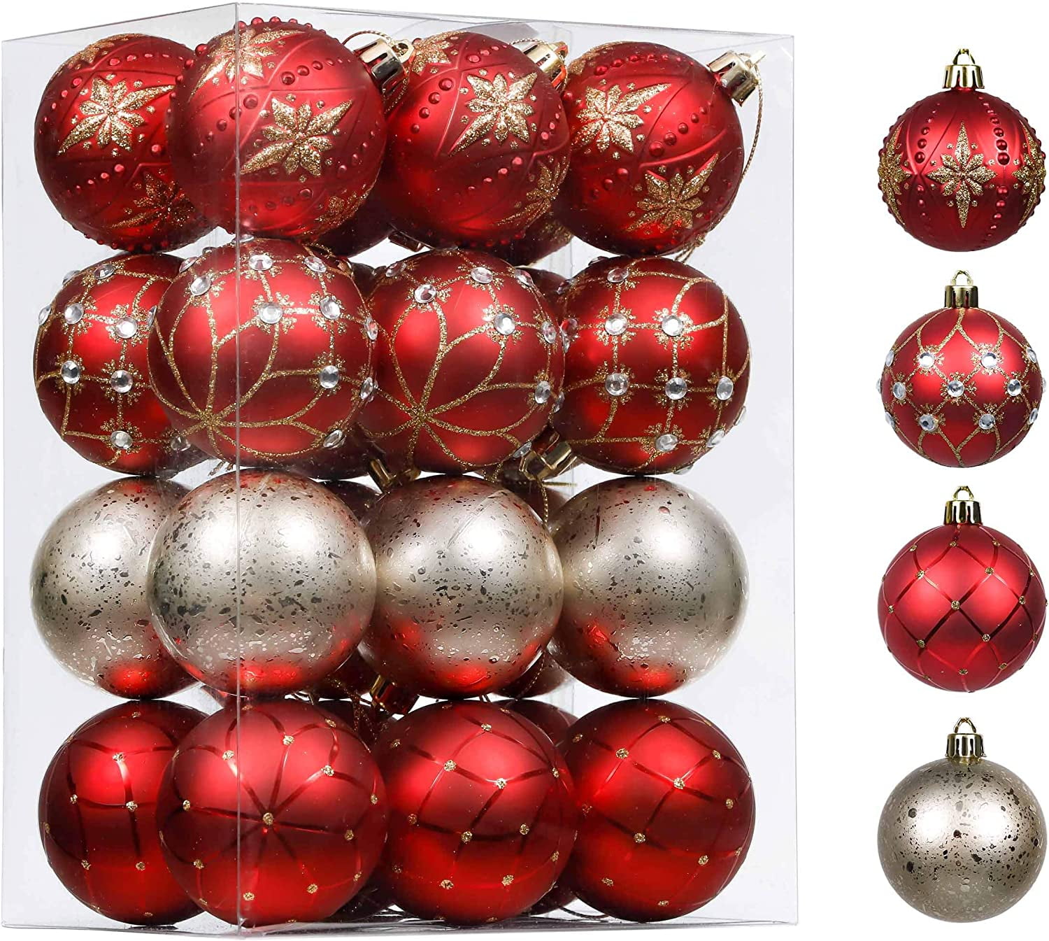 Valery Madelyn 24ct 60mm Luxury Red and Gold Christmas Ball Ornaments ...