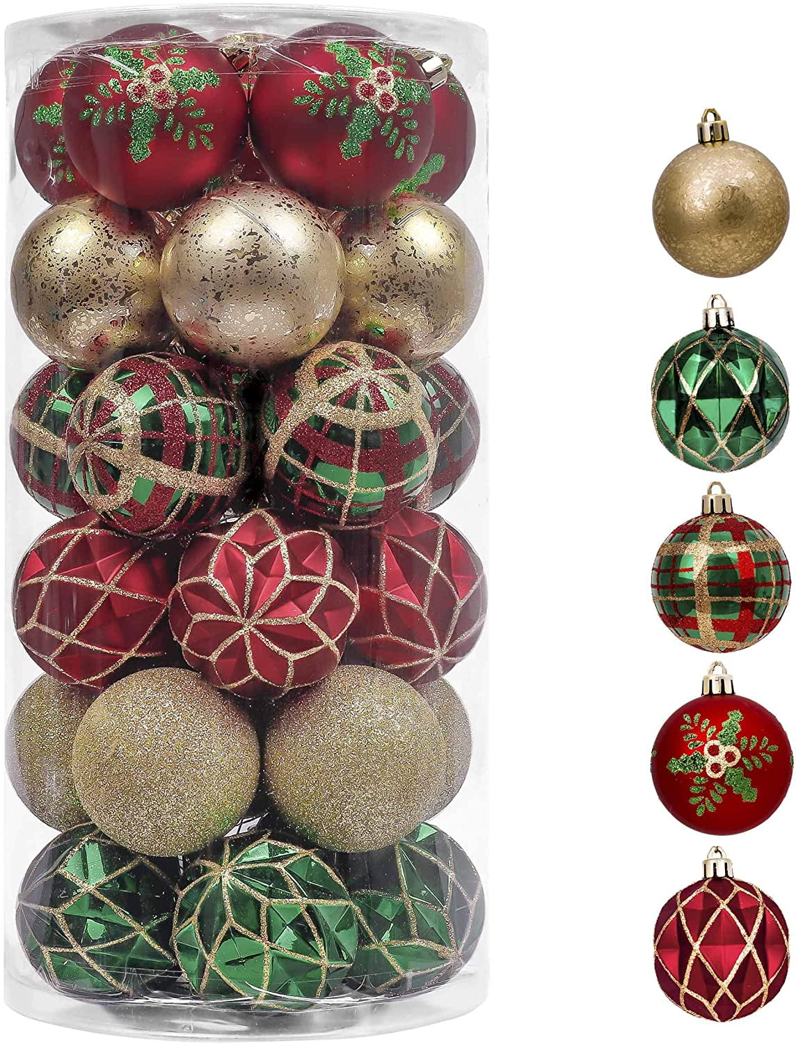 Valery Madelyn 16ct 3.15 inches Christmas Ball Ornaments, Red and White  Shatterproof Christmas Tree Decorations Set, Traditional Decorative Hanging