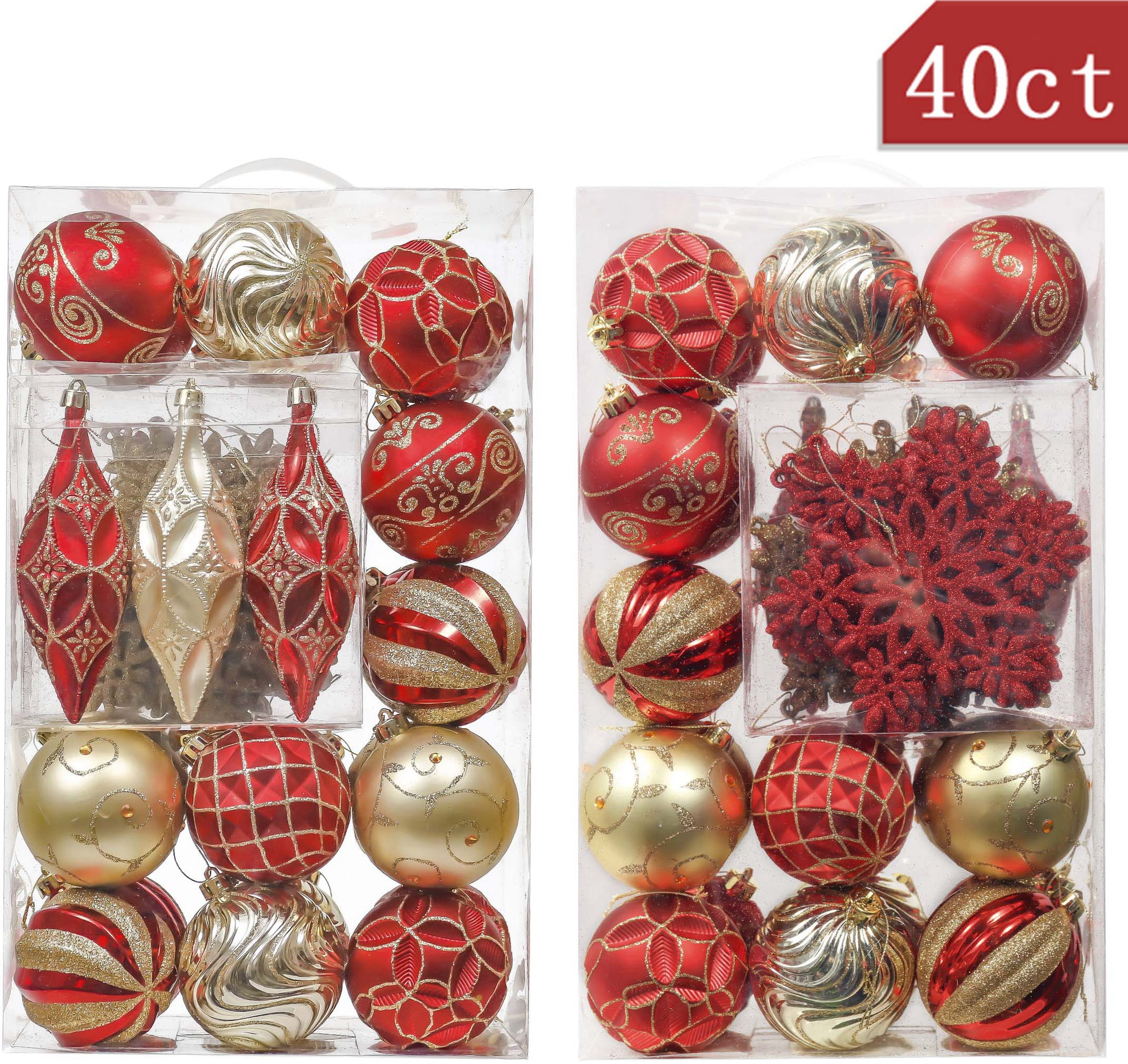 Valery Madelyn 40ct Luxury Red and Gold Christmas Ball Ornaments