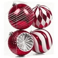 thumbnail image 1 of Valery Madelyn 4ct 5.9" Christmas Ornaments, Red White Christmas Ball Ornaments for Holiday Party Decor, 1 of 8