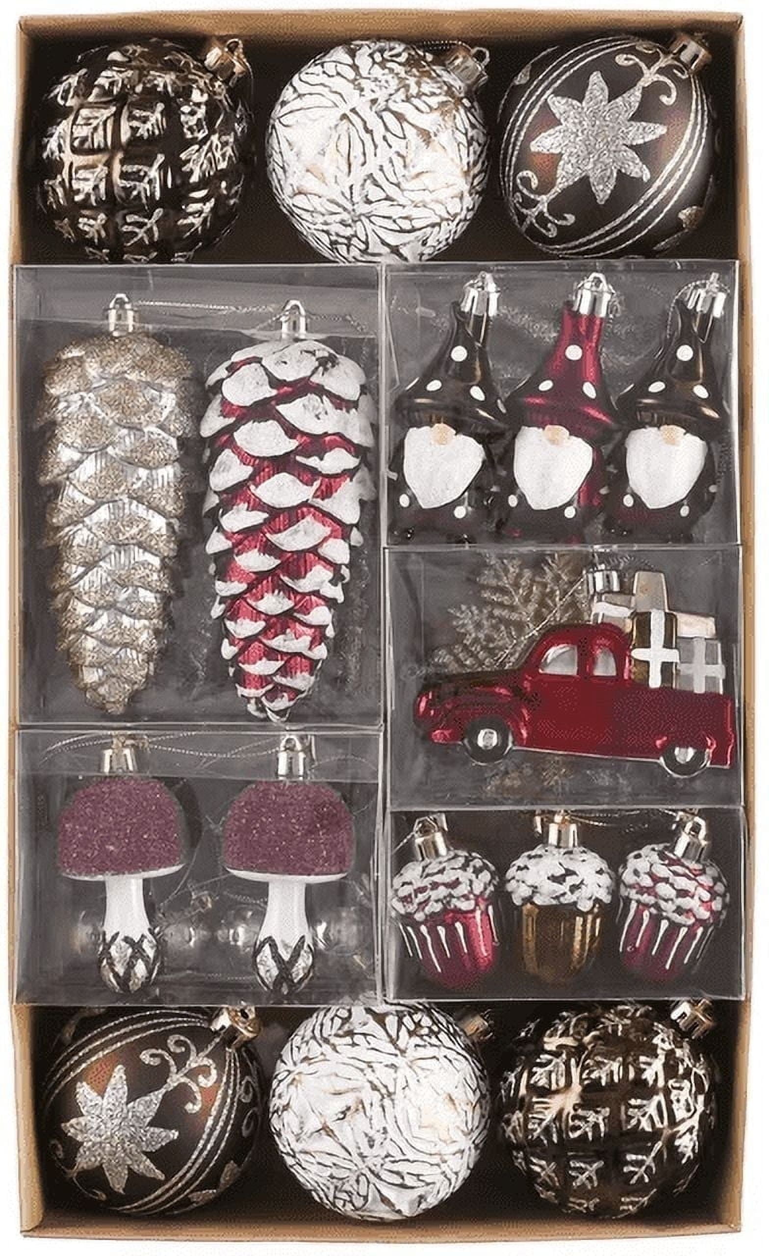 Valery Madelyn 60ct Fall Shatterproof Ornaments, Rustic Red White