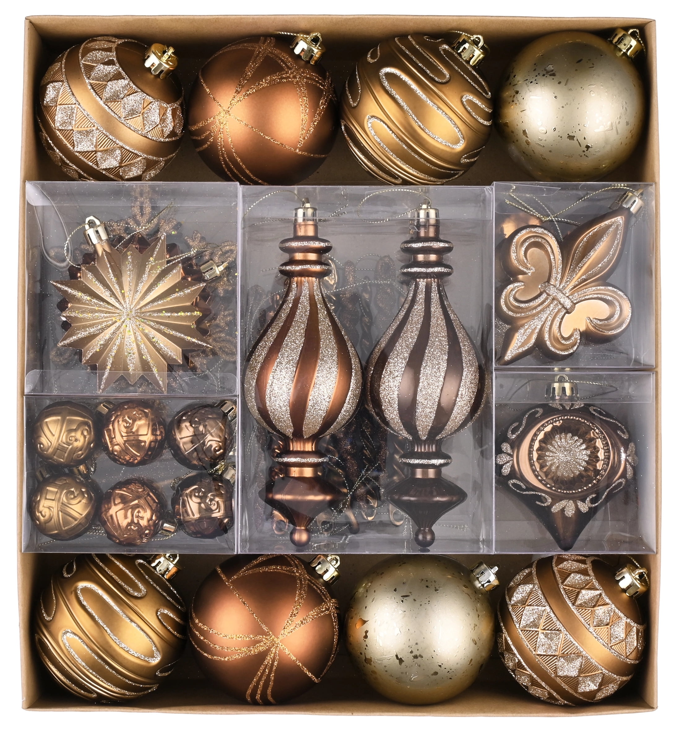Valery Madelyn 60ct Luxurious Copper Gold Christmas Ball Ornaments