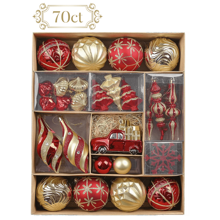 Valery Madelyn 60ct Luxury Red Gold Shatterproof Christmas Valery Madelyn 60ct Luxury Red Gold Shatterproof Christmas