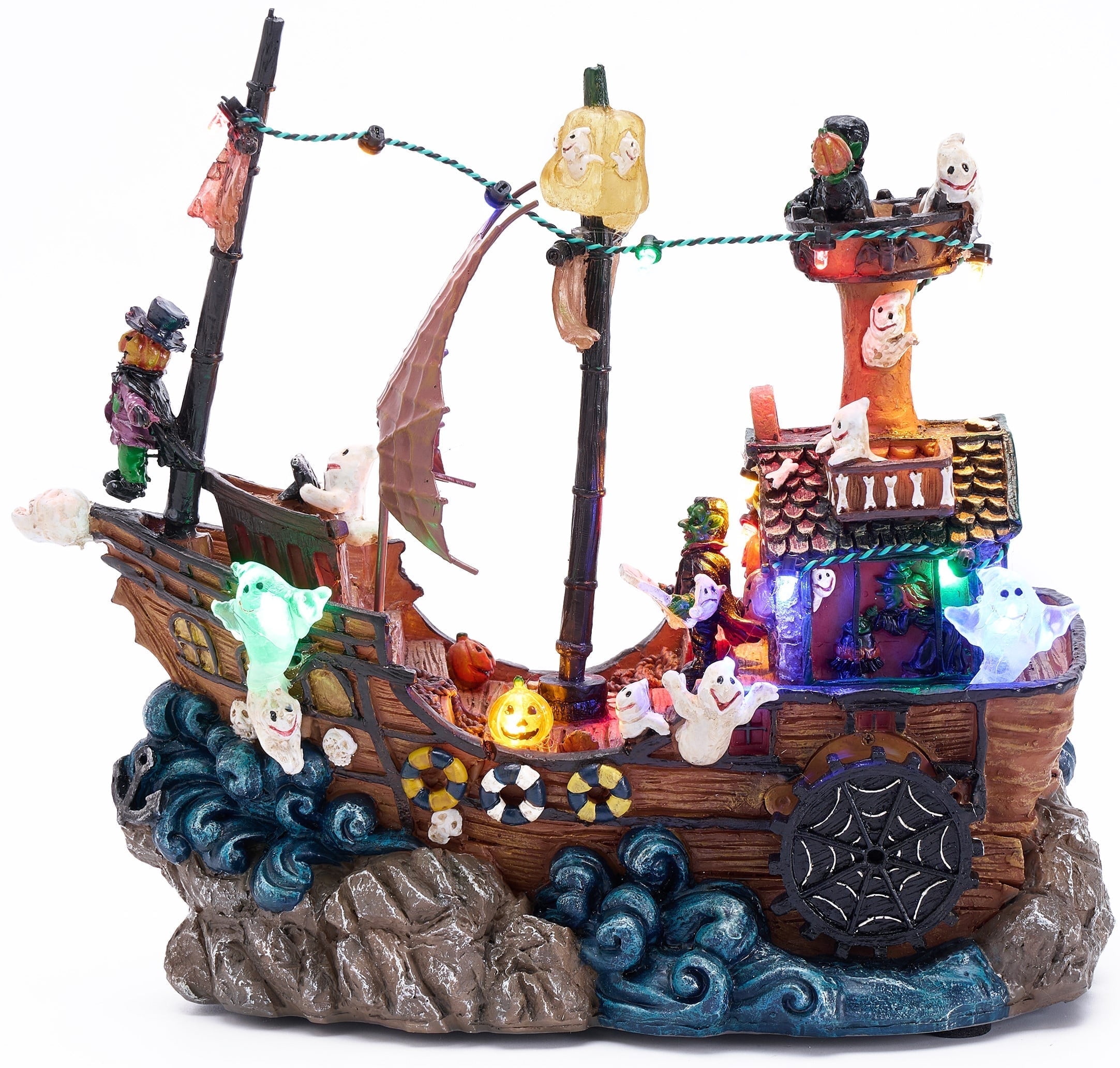 Valery Madelyn 8.86 inches Lighted Spooky Halloween Pirate Ship