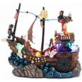 thumbnail image 1 of Valery Madelyn 8.86 inches Lighted Spooky Halloween Pirate Ship Figurine Halloween Haunted House with Ghosts, Pumpkins, Witch and Music, Halloween Village For Party Decor, 1 of 11