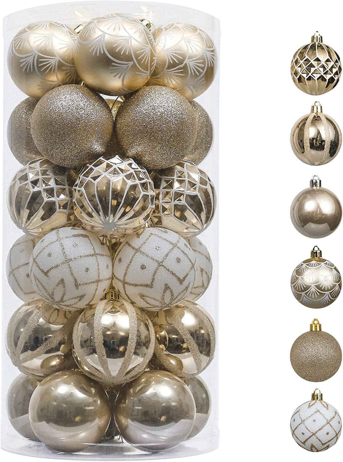 Valery Madelyn Christmas Decorations for Trees, 30ct Shatterproof Christmas Ball Ornaments Set