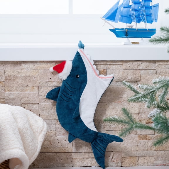 Valery Madelyn Christmas Stockings Blue Shark Faux Fur Single 21 Inch