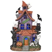 Valery Madelyn 9" Pre-Lit Musical Happy Haunted House, Halloween Village Tabletop Decoration