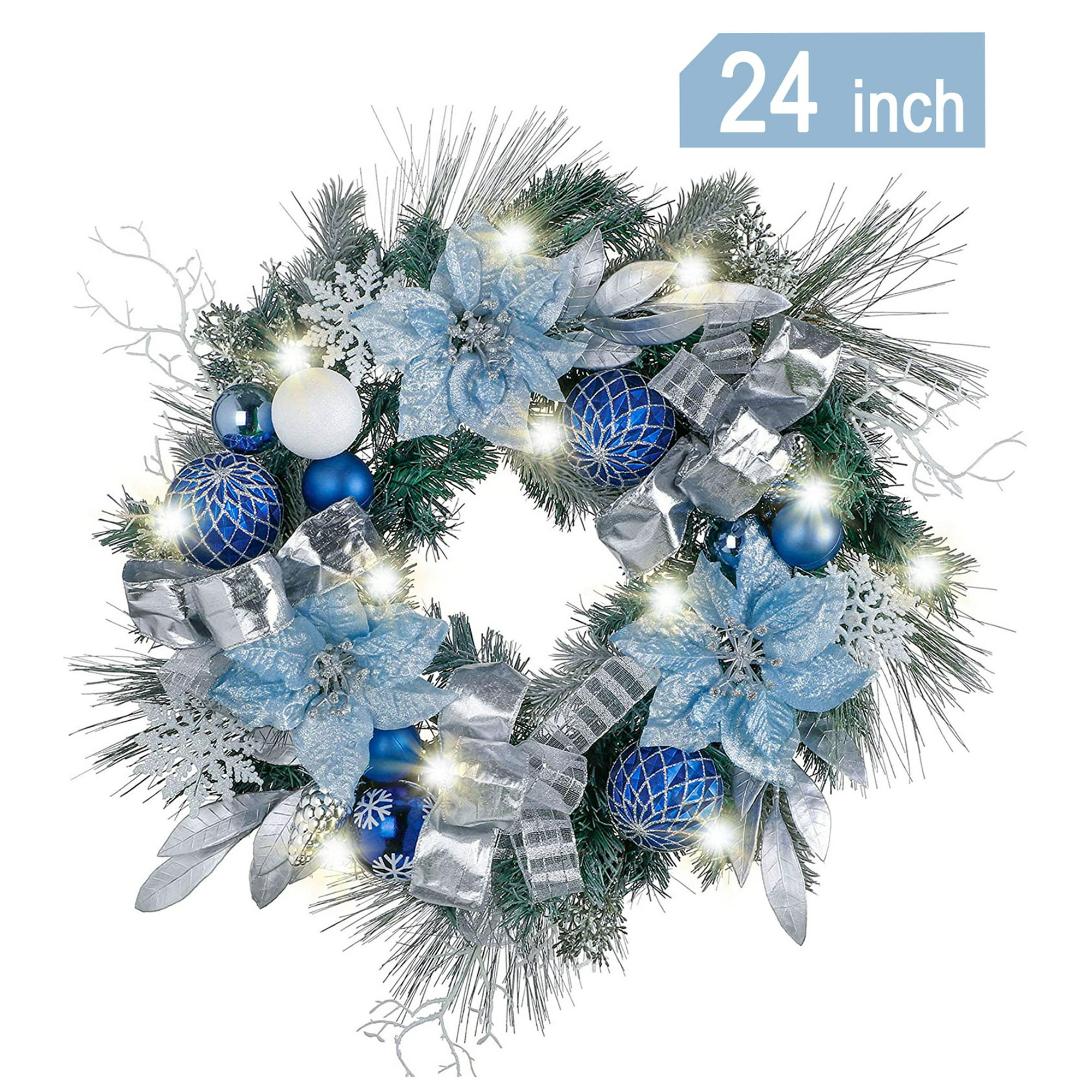 Valery Madelyn Pre-Lit 24 inch Winter Land Silver Blue Lighted ...