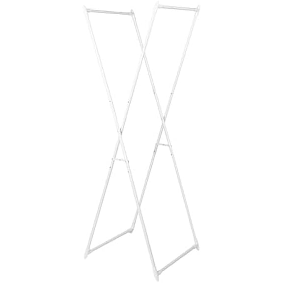 Valet Folding Clothes Rack, Strong Metal X-Frame, Chic Design, Great for Guest and Dressing Rooms, Portable and Easy to Use, Folds Flat, White