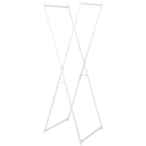 Valet Folding Clothes Rack, Strong Metal X-Frame, Chic Design, Great for Guest and Dressing Rooms, Portable and Easy to Use, Folds Flat, White