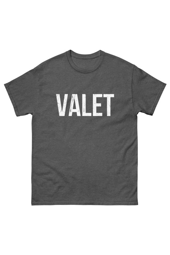 Valet Front Logo Valet Parking Car Park Attendants Private Party Tee T-Shirt (Dark Heather, M)