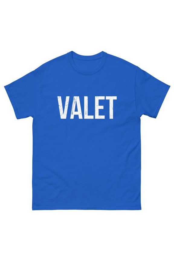 Valet Front Logo Valet Parking Car Park Attendants Private Party Tee T-Shirt (Royal, L)