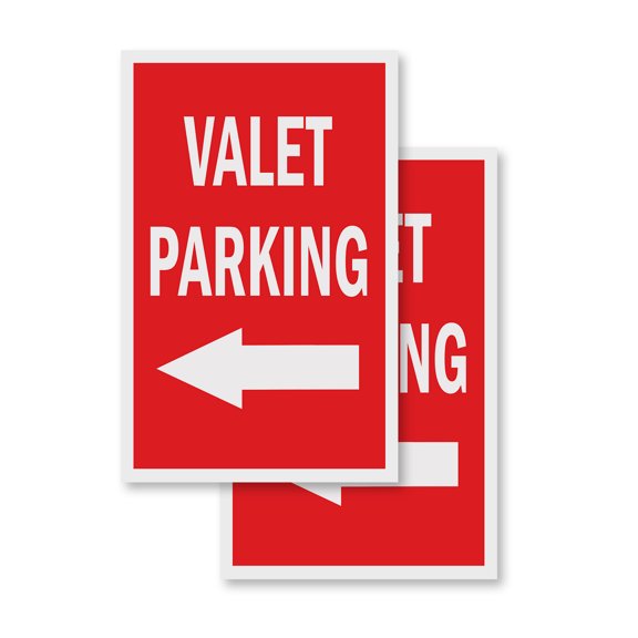 Valet Parking With Arrow (2-PACK) 24" x 36" Vinyl Decals | Sign Insert Peel & Stick Decals Stickers Window Signs