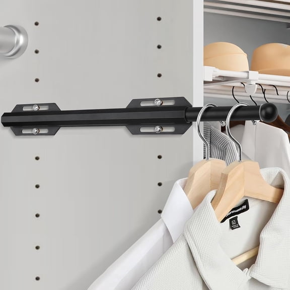 Valet Rod For Closet Pull Out, Heavy Duty Adjustable Valet Rod For Closet, Laundry Room, Bedroom, Bathroom (Black)