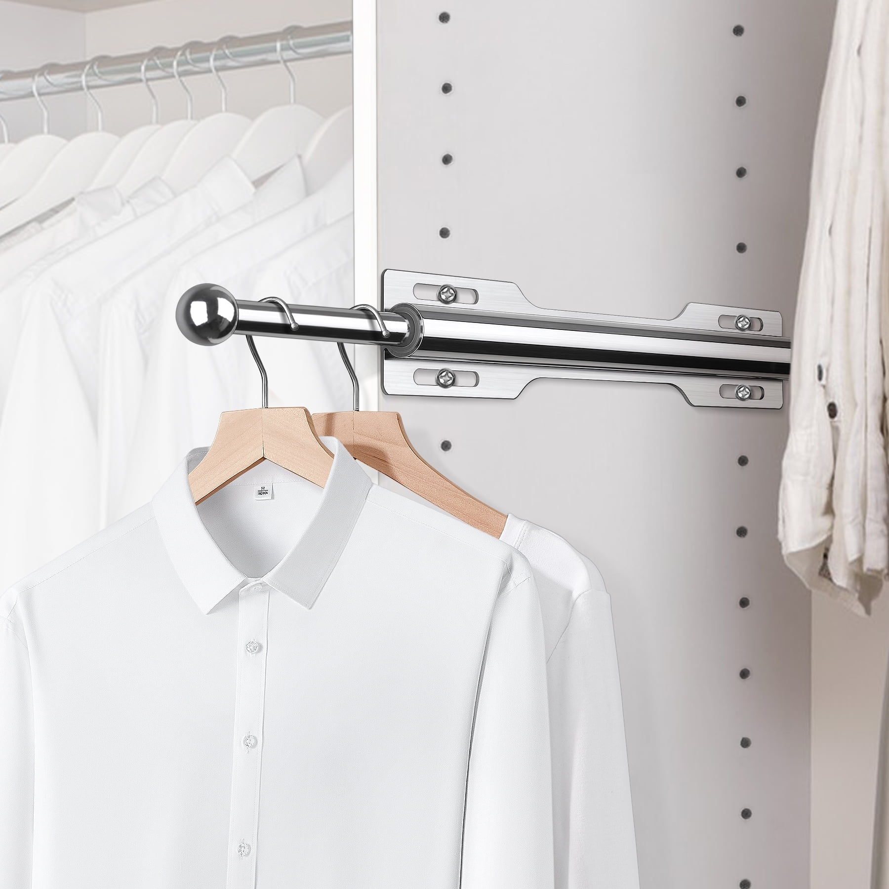 FIRJOY Valet Rod for Closet Pull Out, Expandable Closet Hanging Rod for ...