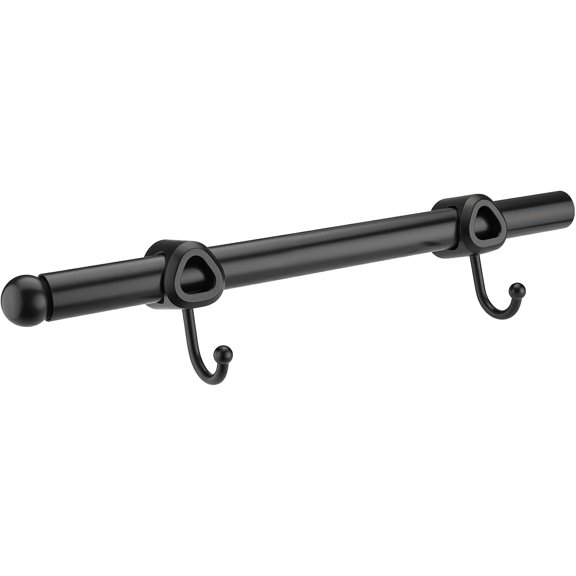 Valet Rod for Closet Pull Out with Hooks, Easy To Install (Black, 12 Inch)
